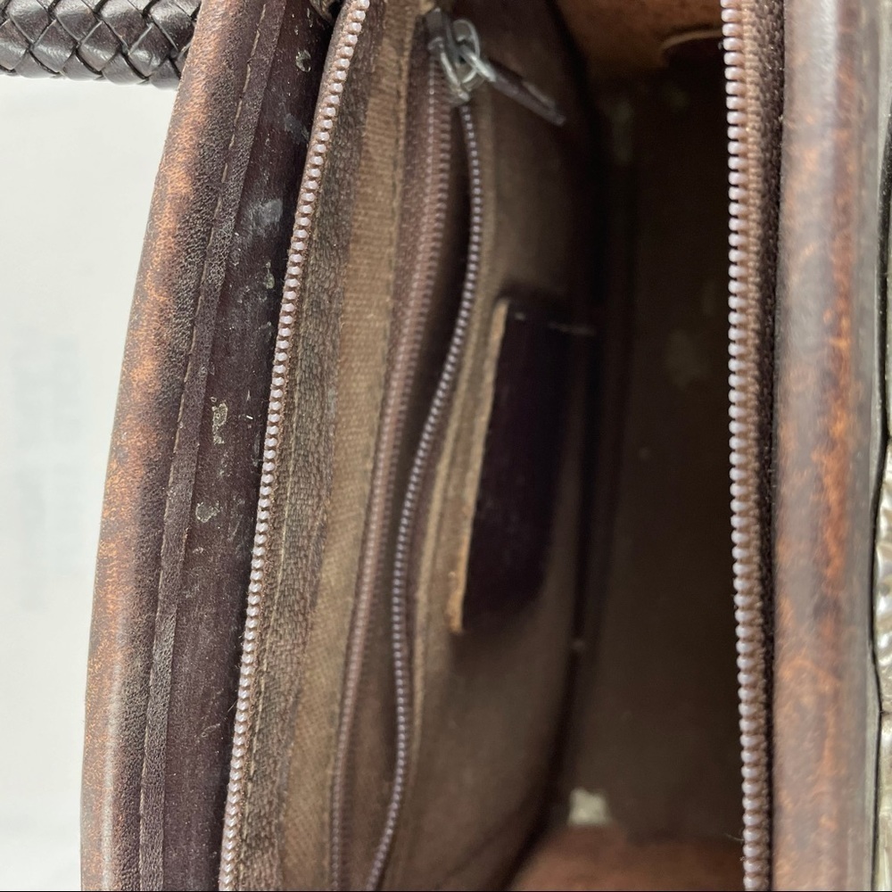 Brighton Brown Leather Croc Embossed Purse Silver hardware Zip Closure - Picture 10 of 12